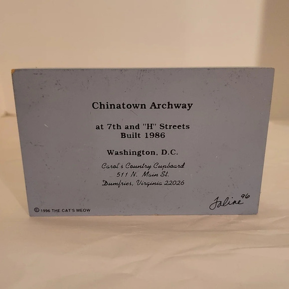 Vintage 1996 The Cat's Meow Chinatown Archway Washington D.C. Shelf Sitter - Picture 3 of 6
